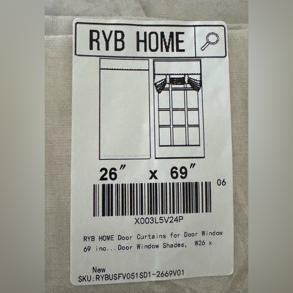 RYB home door curtain. W26” x L69”. Beige color. ￼ - Picture 4 of 6